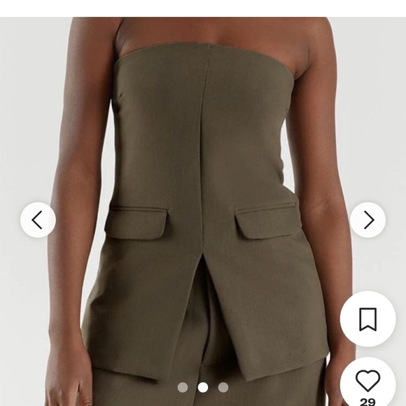 DISSH Willa Petrol Khaki Strapless Top with Pockets Size 6 - Picture 2 of 12